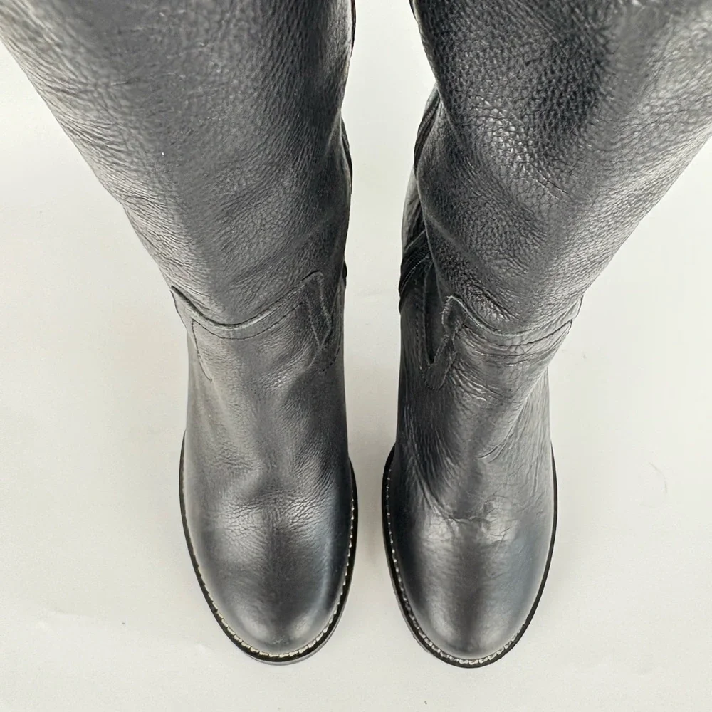 New Free People Black Leather Novak Over the Knee Heeled Boots